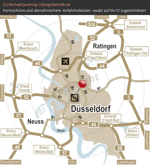 Anfahrtsskizze Düsseldorf Übersichtskarte DERAG Living Hotel De Medici (339)