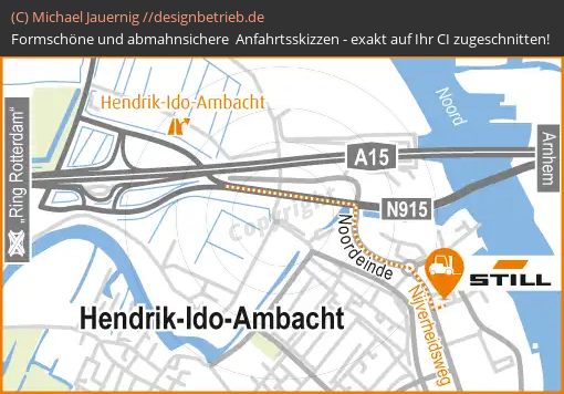 Anfahrtsskizze Hendrik-Ido-Ambacht bei Rotterdam (Niederlande) Detailskizze STILL GmbH (433)