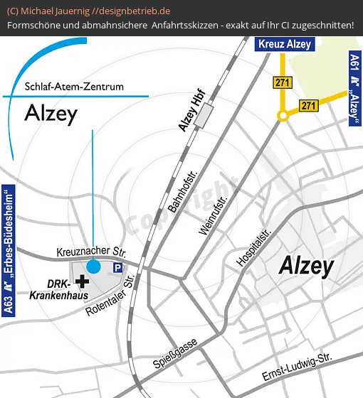 Anfahrtsskizze Alzey (Kreuznacher Straße) Schlaf-Atem-Zentrum Löwenstein Medical GmbH & Co. KG (506)