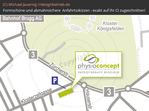 Anfahrtsskizze Windisch / Brugg AG / Schweiz Physioconceot (CH) (586)