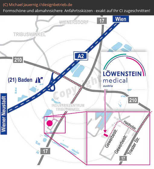 Anfahrtsskizze Baden (Österreich) Niederlassung Baden (Österreich) | Löwenstein Medical GmbH & Co. KG (587)