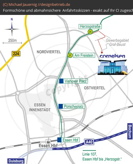 Anfahrtsskizze Essen ÖPNV-Verbindung | Cornelsen Umwelttechnologie GmbH (661)