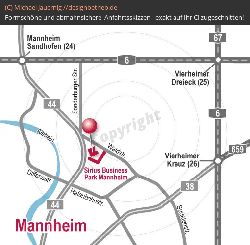 Anfahrtsskizze Mannheim Business Sirius Park (Detailskizze) ADVICO Partner Rhein-Neckar (349)
