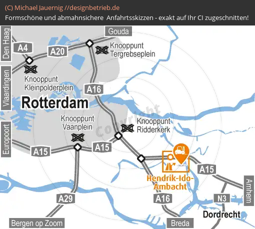 Anfahrtsskizze Hendrik-Ido-Ambacht bei Rotterdam (Niederlande) Übersichtskarte STILL GmbH (434)