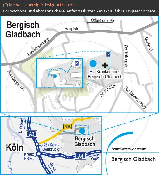 Anfahrtsskizze Bergisch-Gladbach Schlaf-Atem-Zentrum Löwenstein Medical GmbH & Co. KG (445)