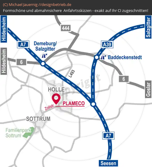 Anfahrtsskizze Holle Plameco Fachbetrieb Hildesheim (585)