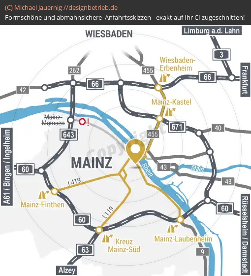 Anfahrtsskizze Mainz (Übersichtskarte) Mediendesign Waider (602)