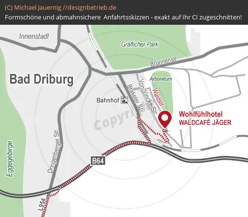 Anfahrtsskizze Bad Driburg (Detailkarte) WOHLFÜHLHOTEL DER JÄGERHOF (612)