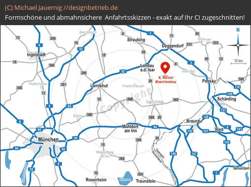 Anfahrtsskizze Münchsdorf Lageplan / Übersichtskarte Standort Münchsdorf und Umgebung | Klaus Wallner – Maschinen- Bau und Handel (770)
