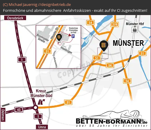 Anfahrtsskizze Münster Weseler Straße |  Betten Bormann GmbH (782)