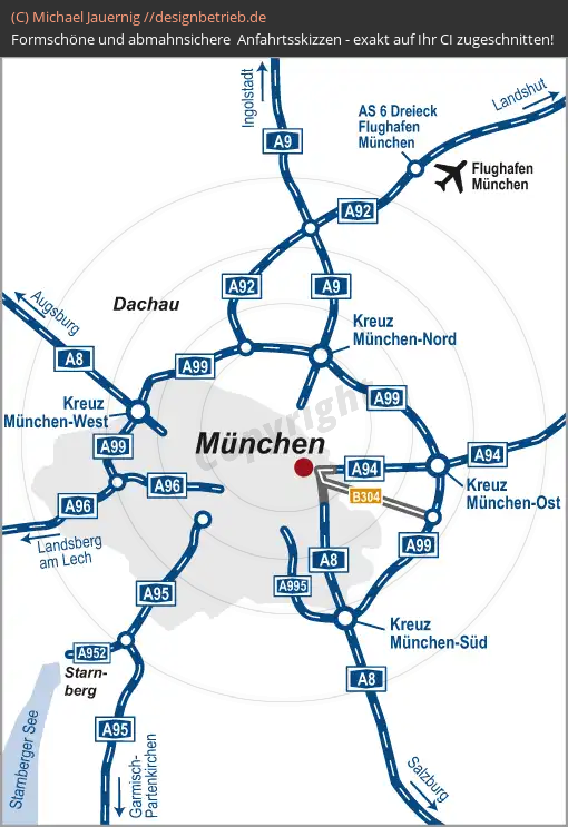 Anfahrtsskizze München Übersichtskarte | LÖNNER MARKETING (784)