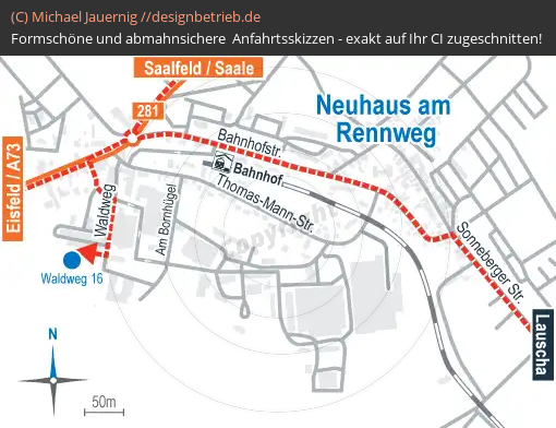 Anfahrtsskizze Neuhaus am Rennweg Detailskizze | Röchling Medical Solutions SE (800)