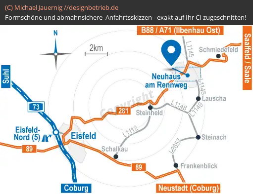 Anfahrtsskizze Neuhaus am Rennweg Übersichtskarte | Röchling Medical Solutions SE (801)